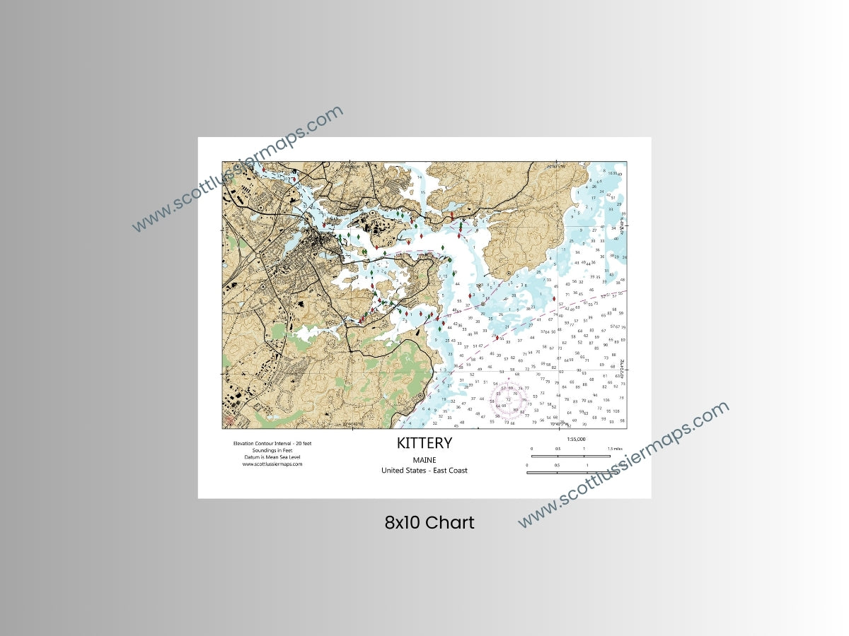 Kittery Maine CHART Map Art Print