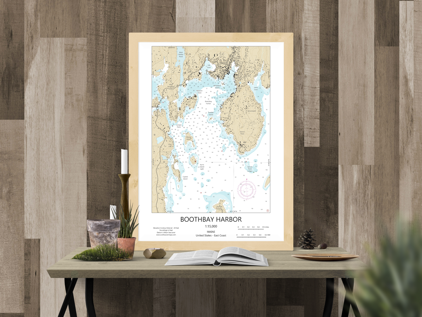 Boothbay Harbor Maine CHART Map Art Print 0325