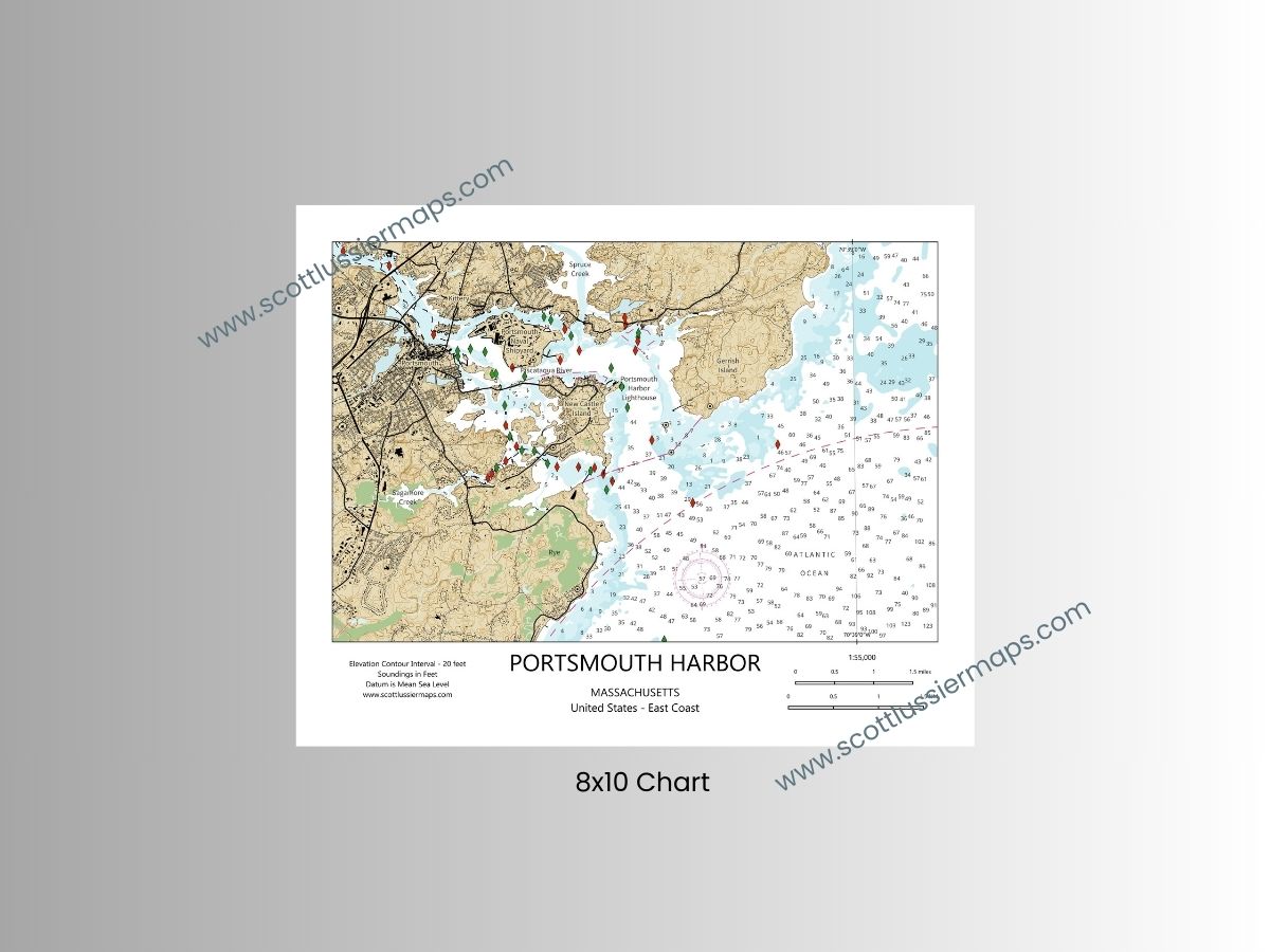 Portsmouth Harbor New Hampshire CHART Map Art Print