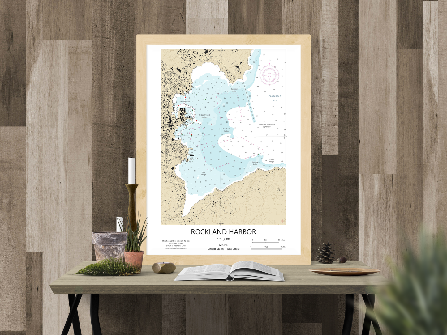 Rockland Maine CHART Map Art Print 0425
