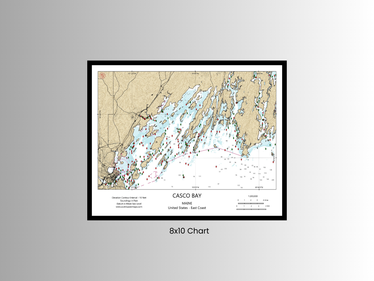 Casco Bay Maine CHART Map Art Print 0325