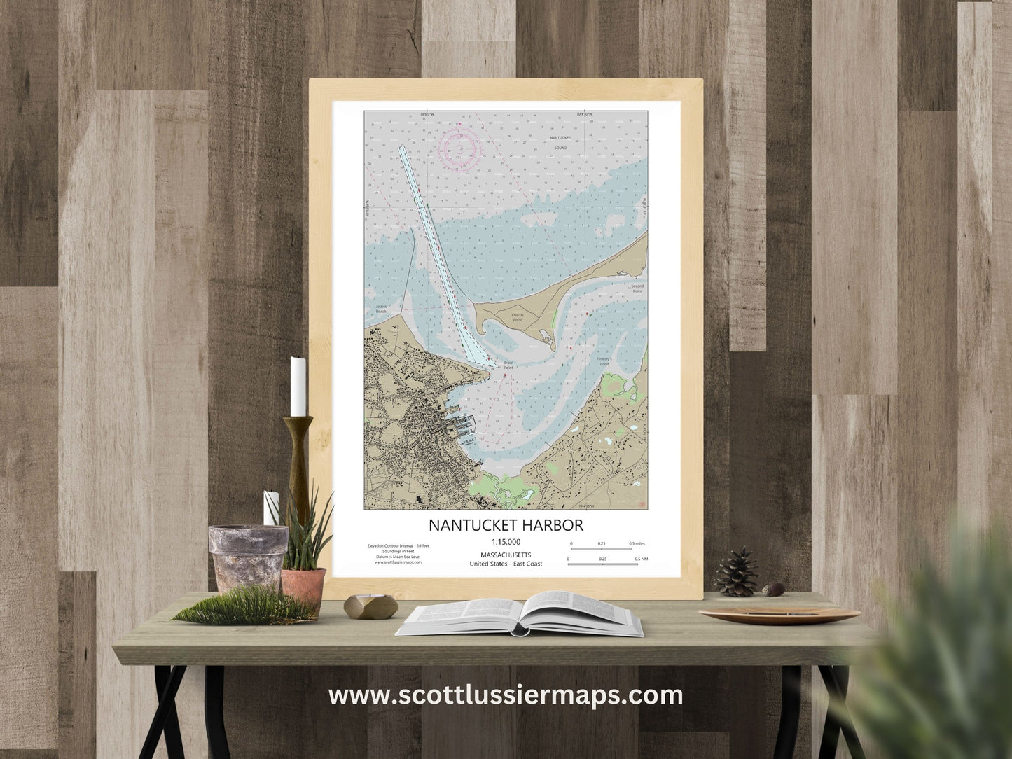 Nantucket Harbor Massachusetts Cape Cod CHART Map Art Print