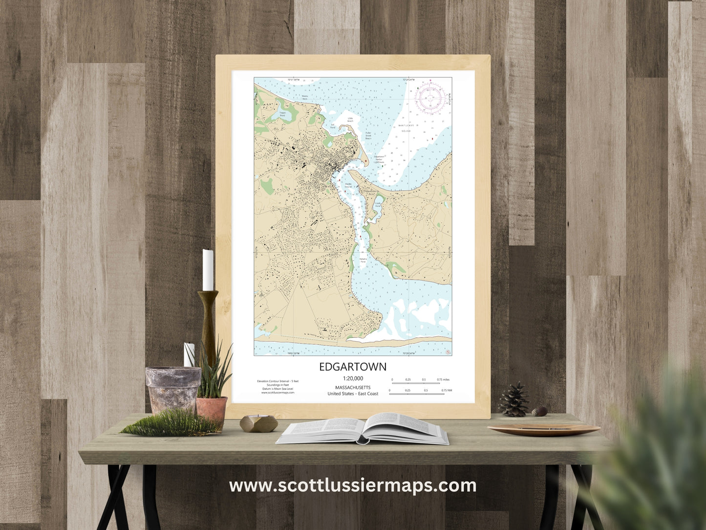 Edgartown Martha’s Vineyard Massachusetts Cape Cod CHART Map Art Print