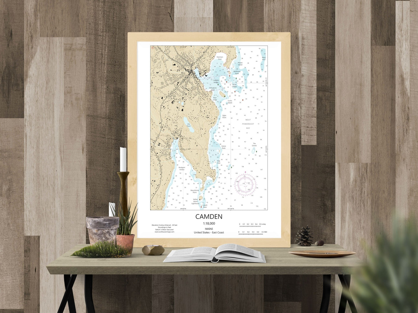 Camden Maine CHART Map Art Print 0225