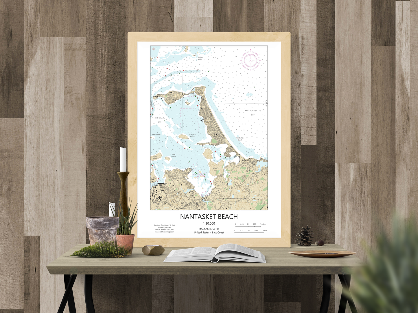 Nantasket Beach Massachusetts CHART Map Art Print 0325
