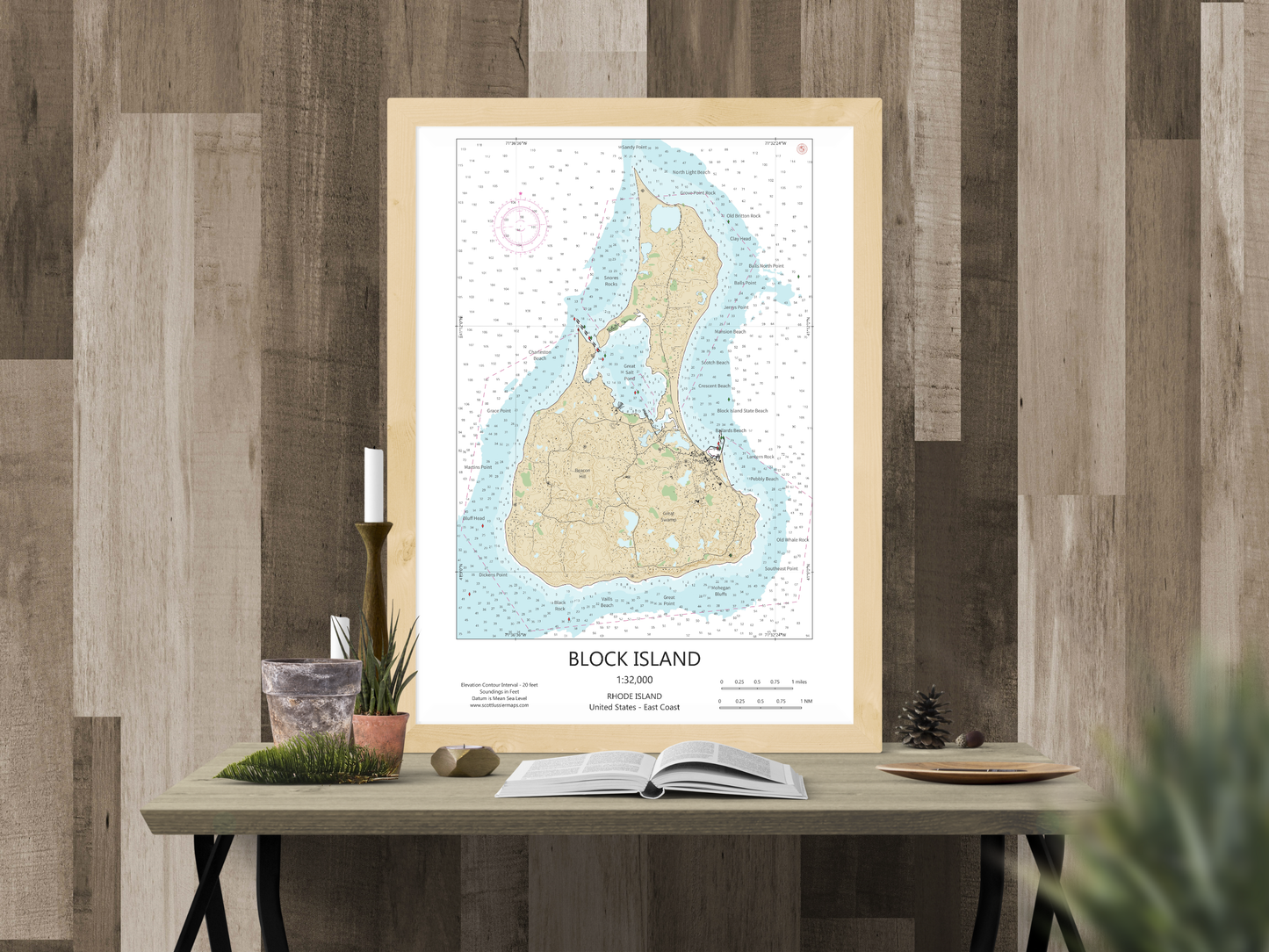 Block Island Rhode Island CHART Map Art Print 0325