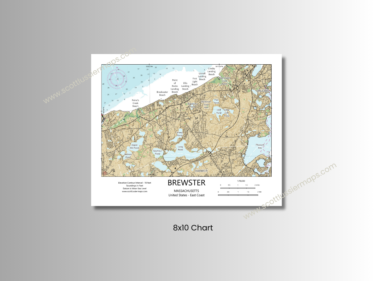 Brewster Cape Cod MA Map Art Print Chart Style