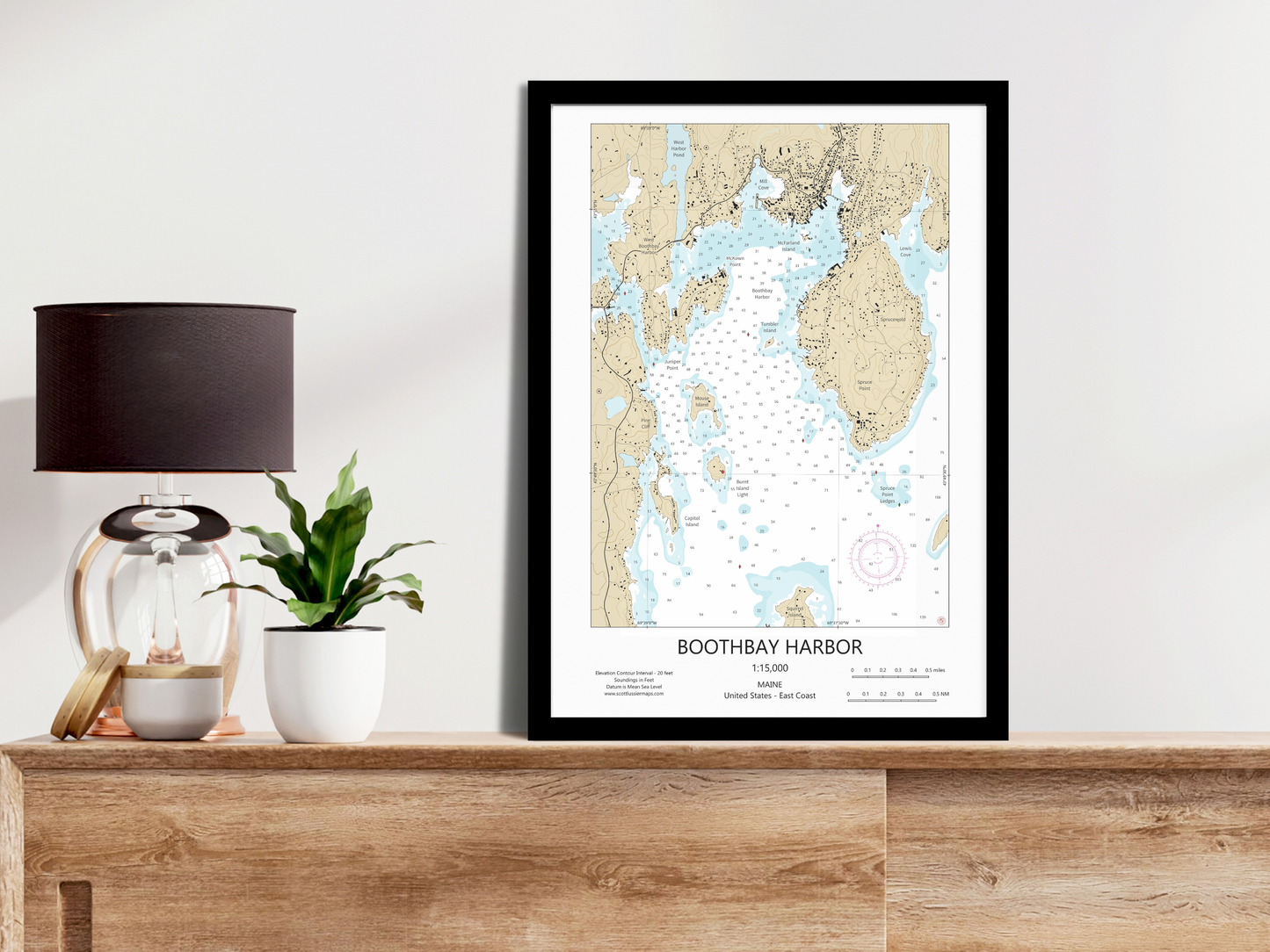 Boothbay Harbor Maine CHART Map Art Print 0325