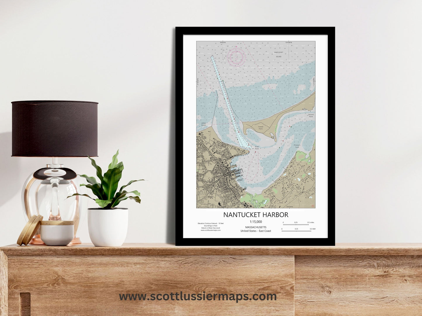 Nantucket Harbor Massachusetts Cape Cod CHART Map Art Print