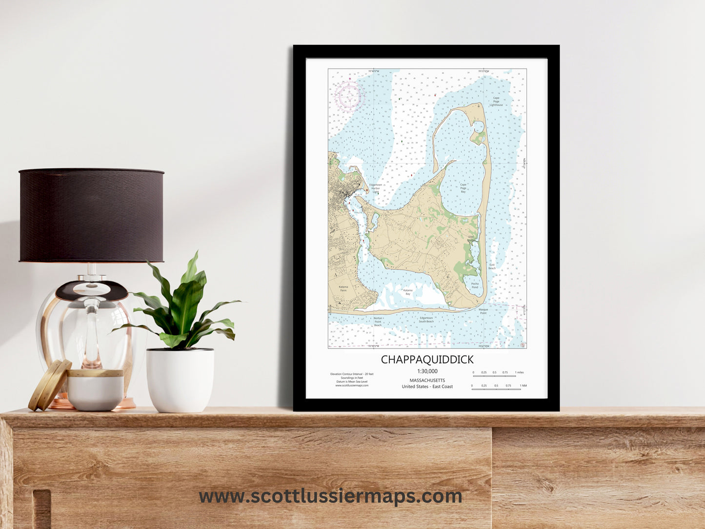 Chappaquiddick Martha’s Vineyard Massachusetts Cape Cod CHART Map Art Print