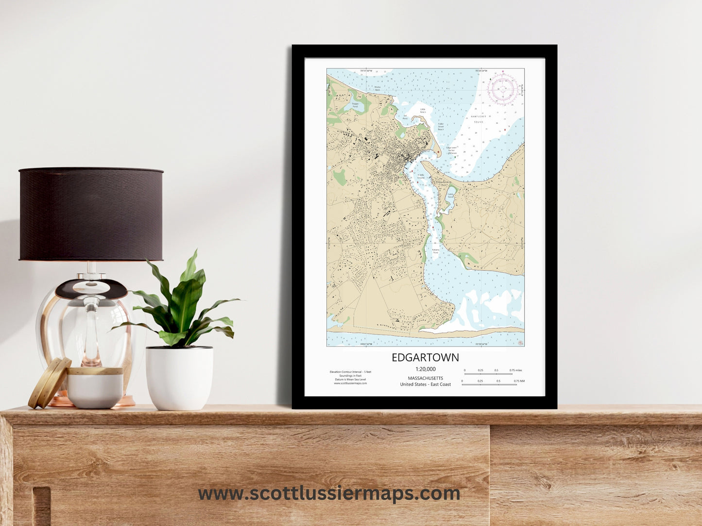 Edgartown Martha’s Vineyard Massachusetts Cape Cod CHART Map Art Print
