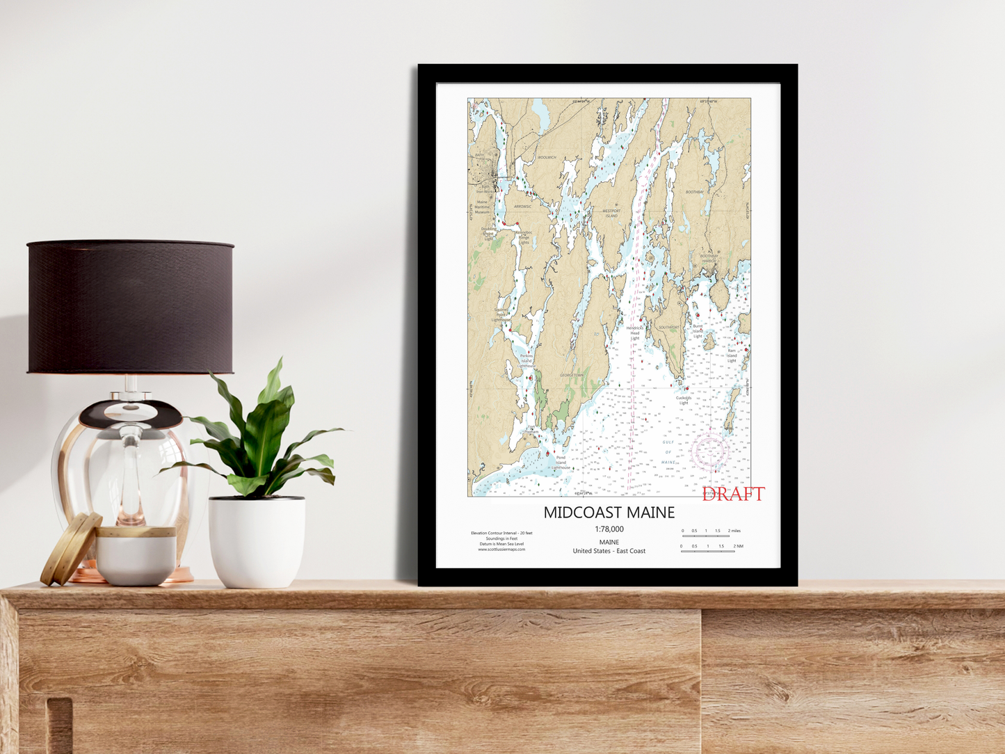 Midcoast Maine CHART Map Art Print 0425