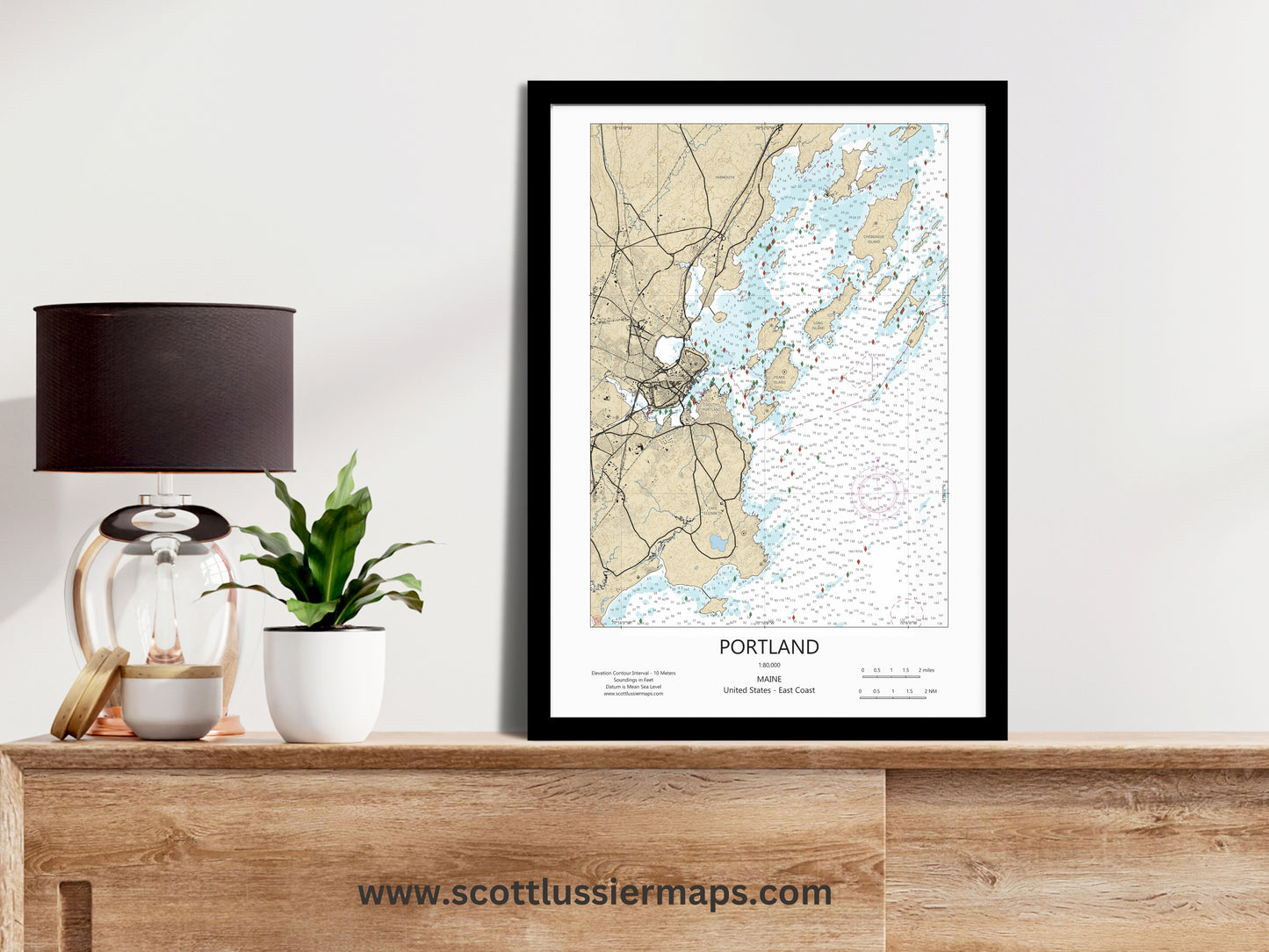 Portland Maine CHART Map Art Print