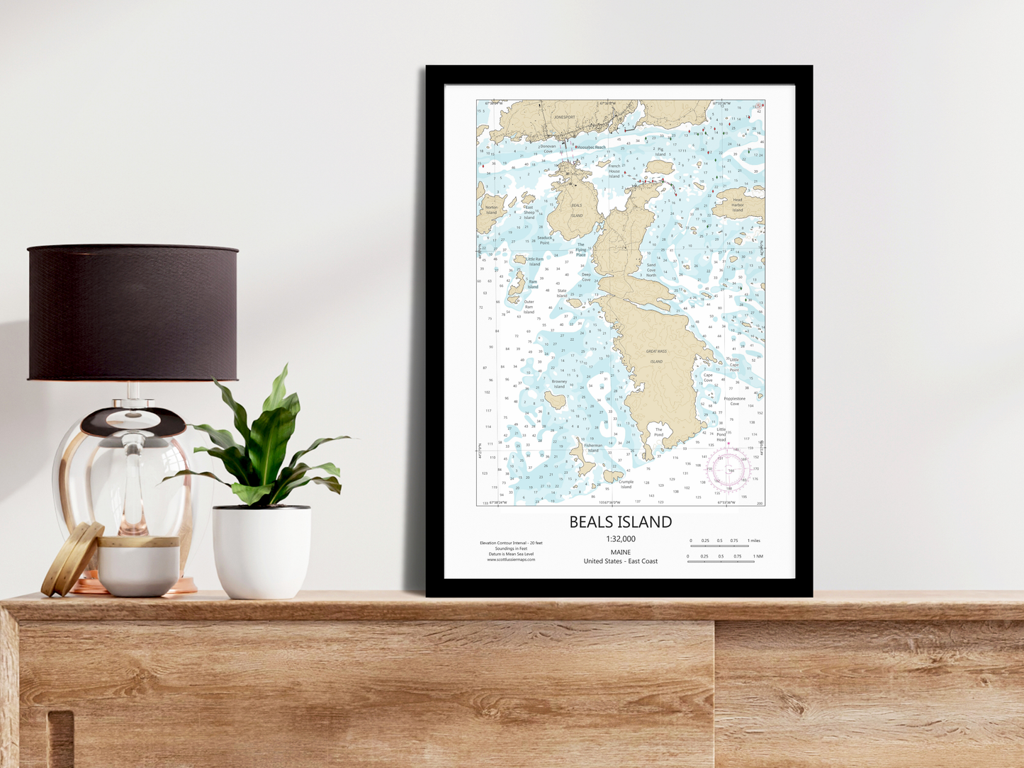 Beals Island Maine CHART Map Art Print