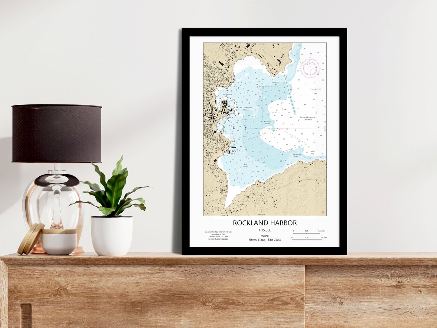 Rockland Maine CHART Map Art Print 0425