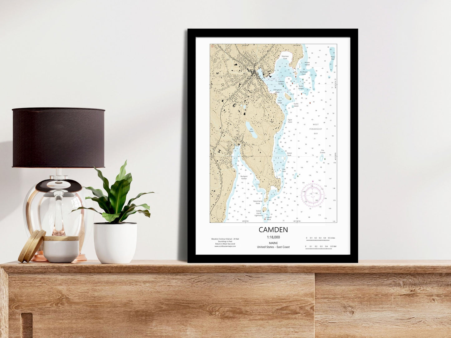 Camden Maine CHART Map Art Print 0225
