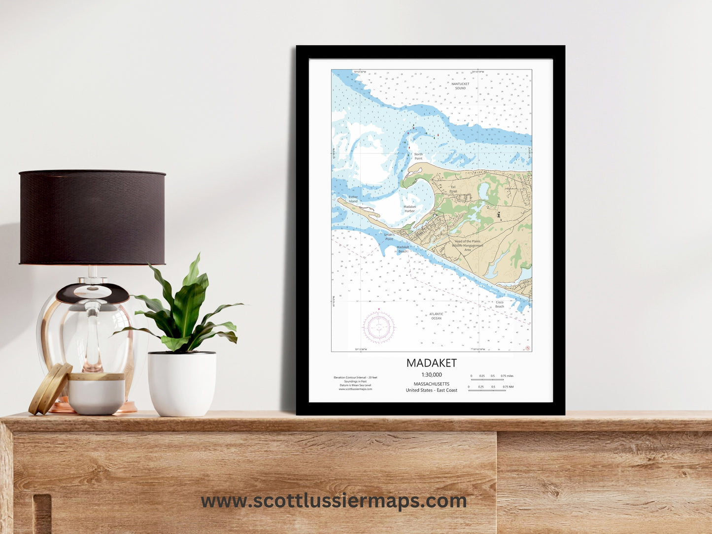 Madaket Nantucket Massachusetts Cape Cod CHART Map Art Print