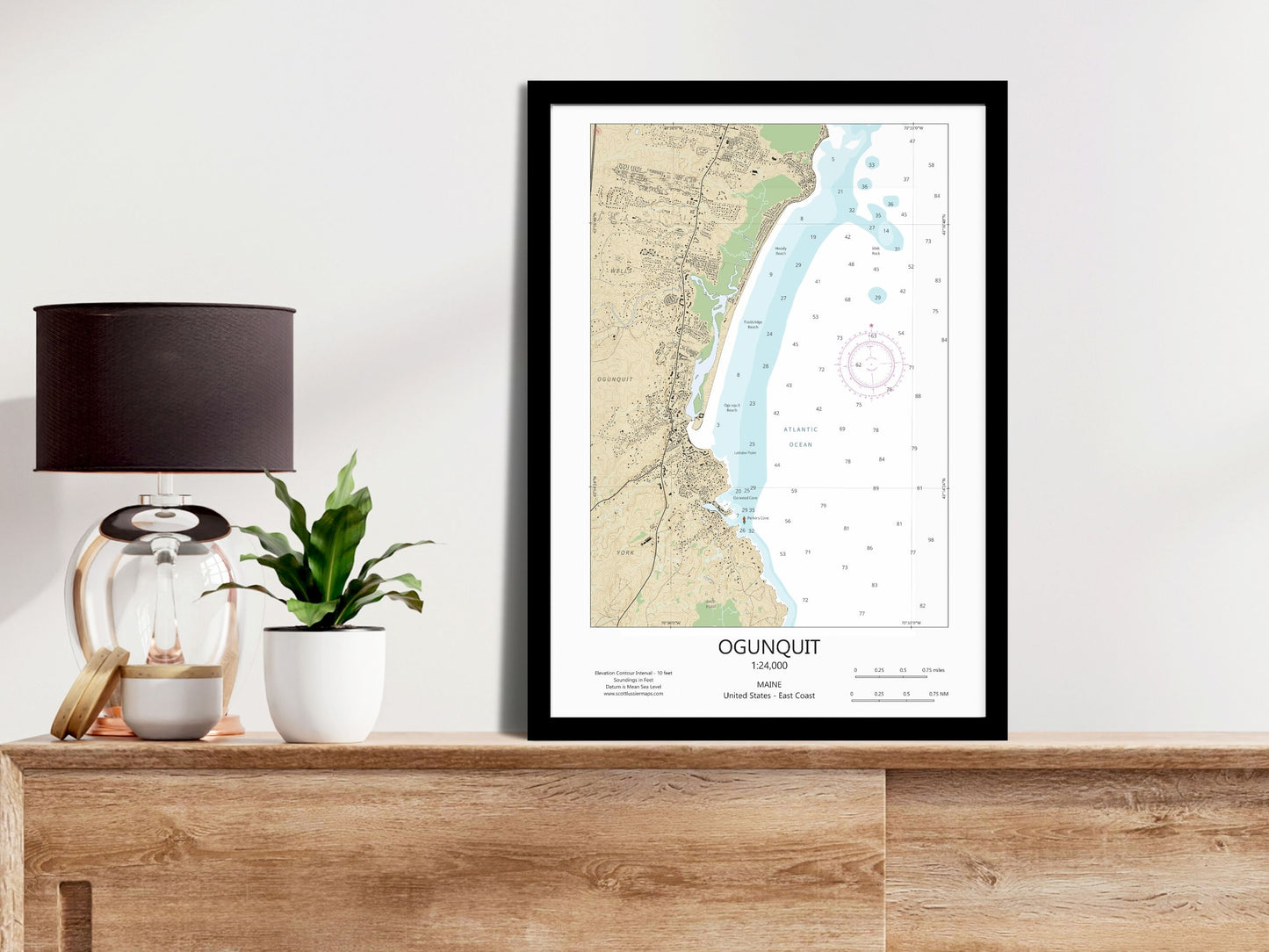 Ogunquit Maine CHART Map Art Print 0225
