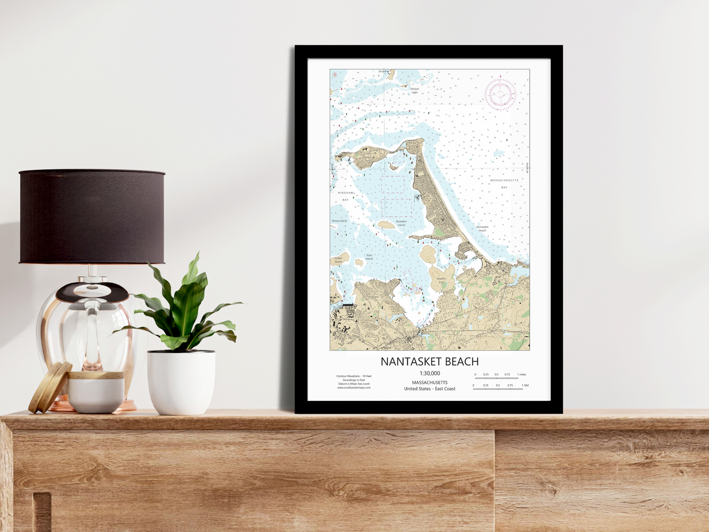 Nantasket Beach Massachusetts CHART Map Art Print 0325