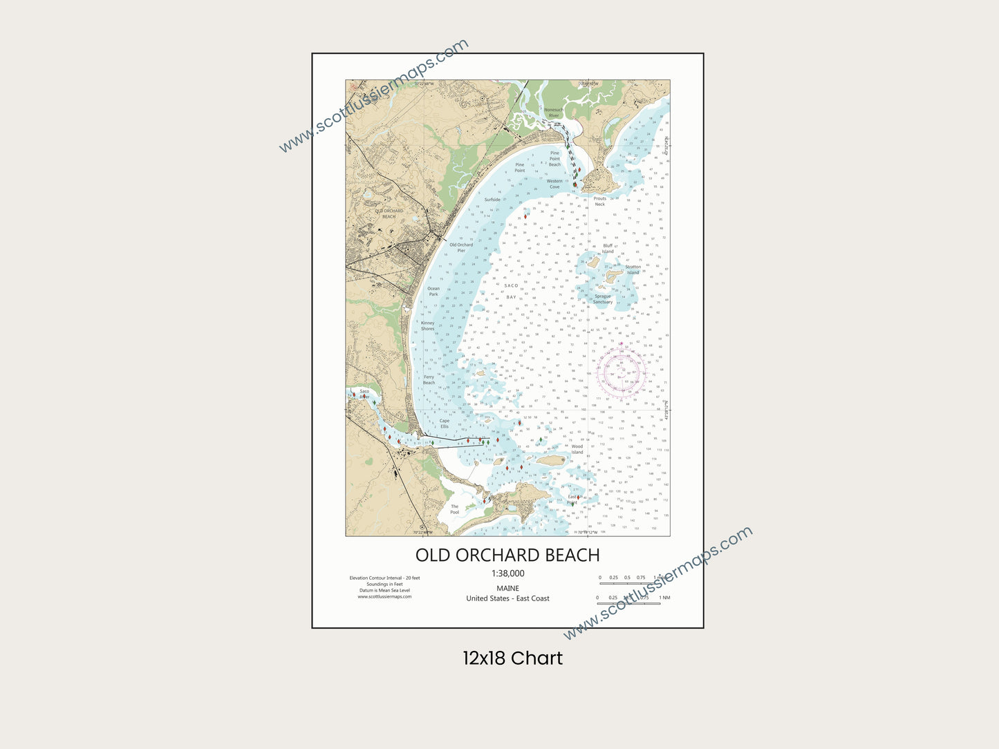 Old Orchard Beach Maine CHART Map Art Print 0225