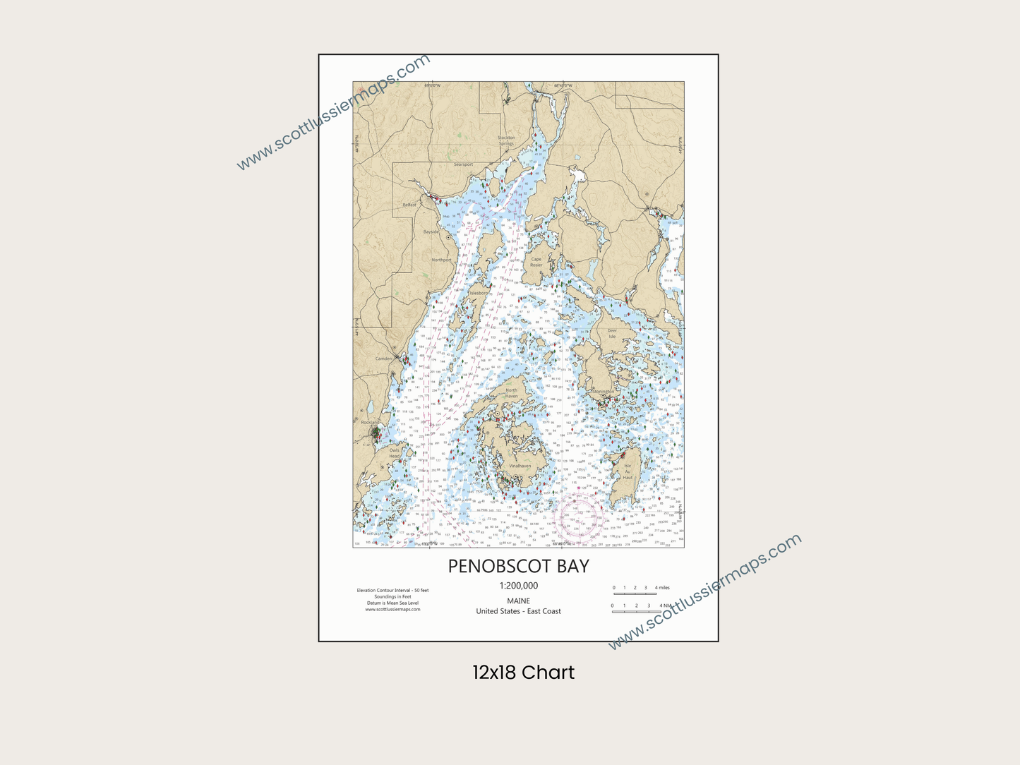 Penobscot Bay Maine CHART Map Art Print