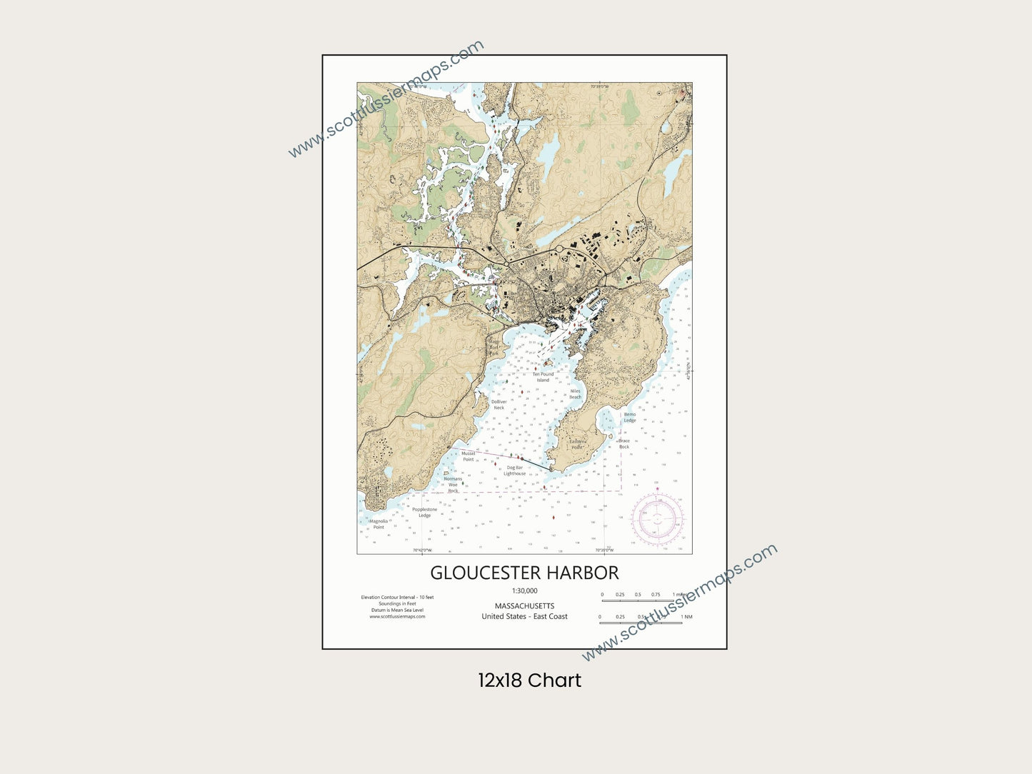 Gloucester Harbor Massachusetts CHART Map Art Print 0225
