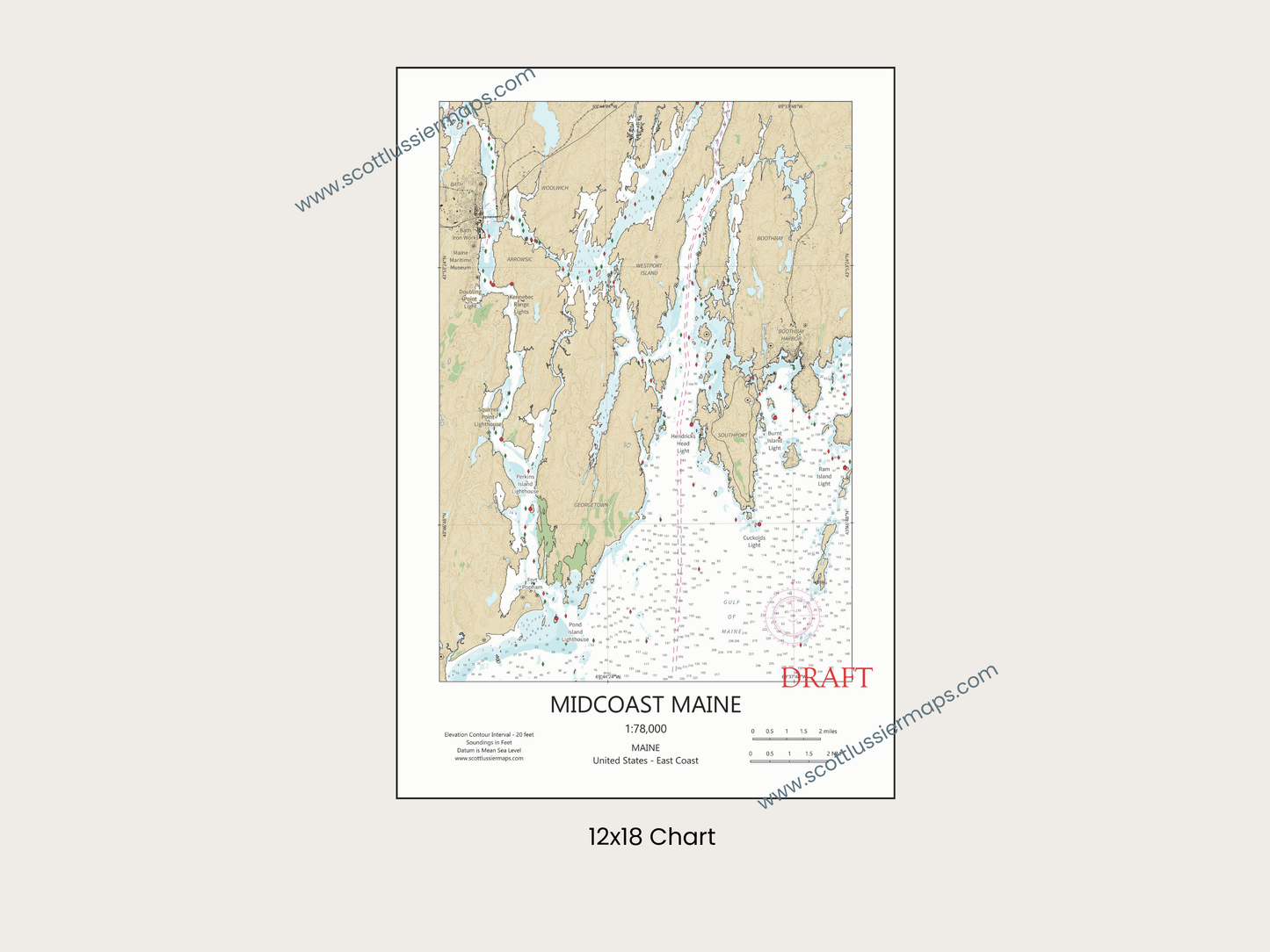 Midcoast Maine CHART Map Art Print 0425