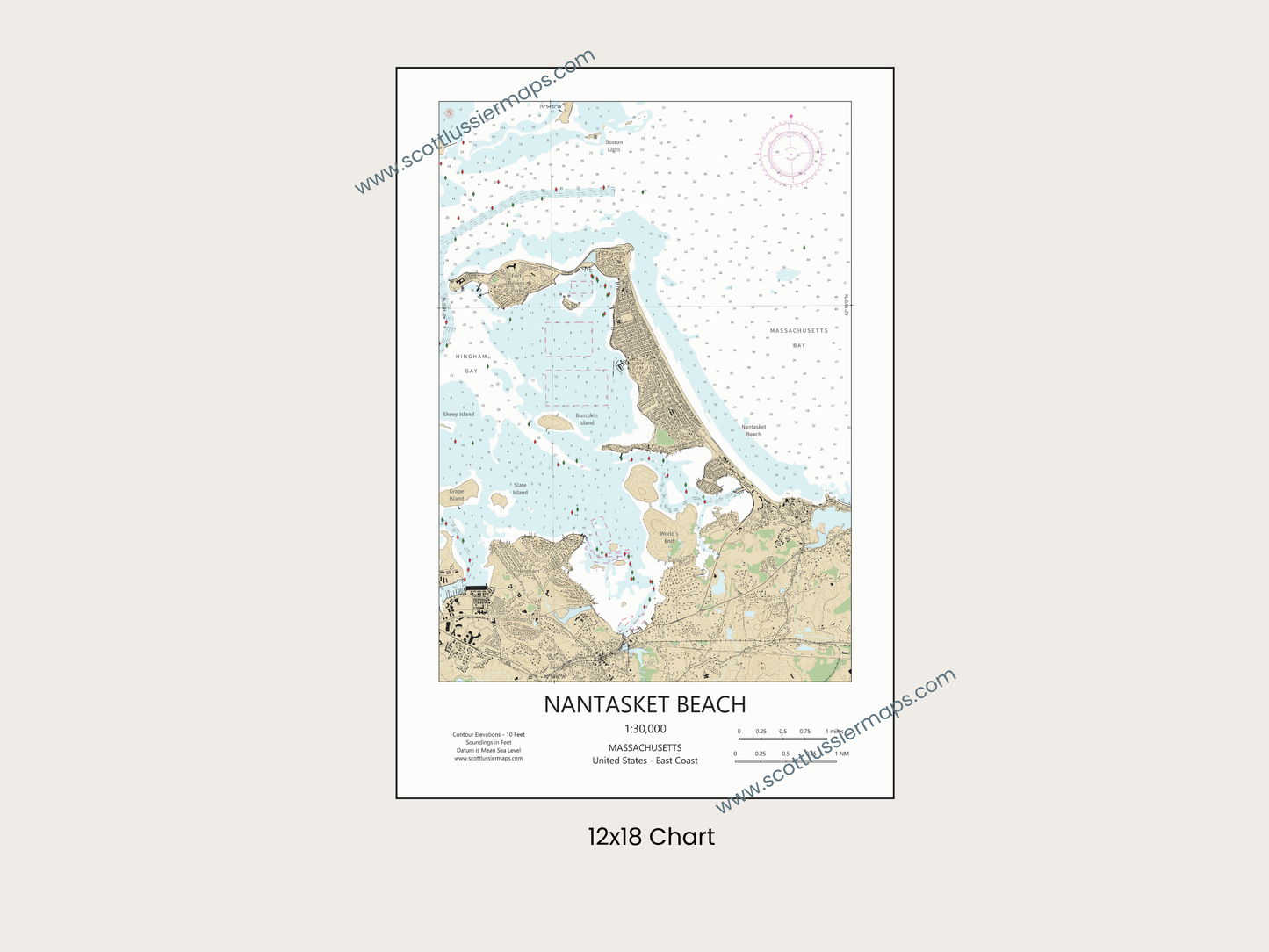 Nantasket Beach Massachusetts CHART Map Art Print 0325