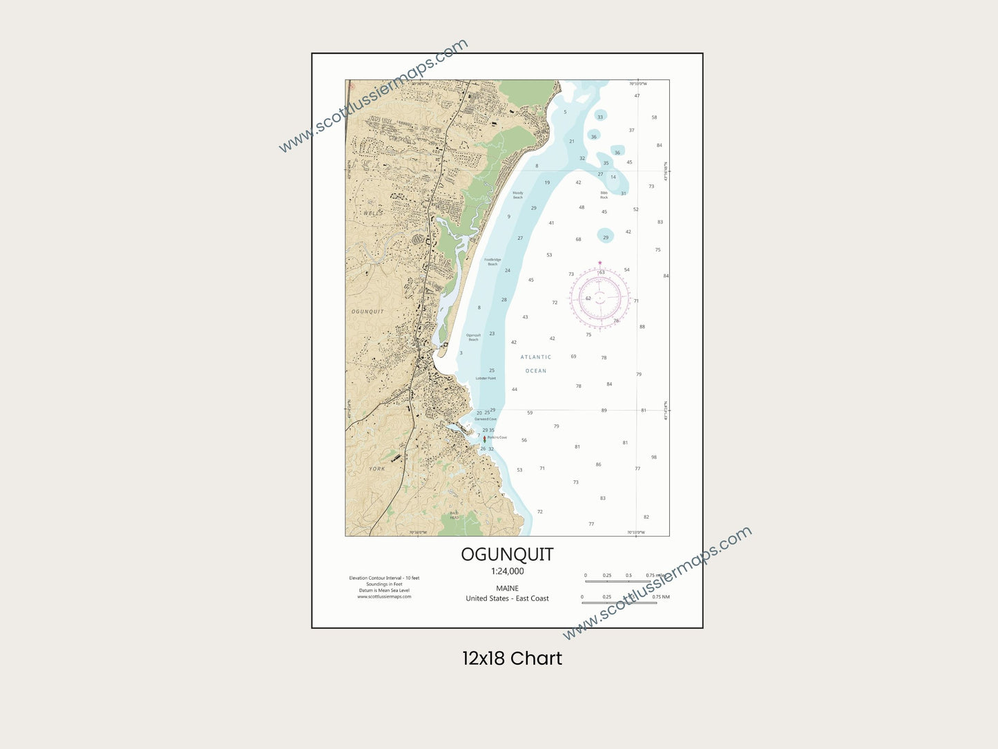 Ogunquit Maine CHART Map Art Print 0225