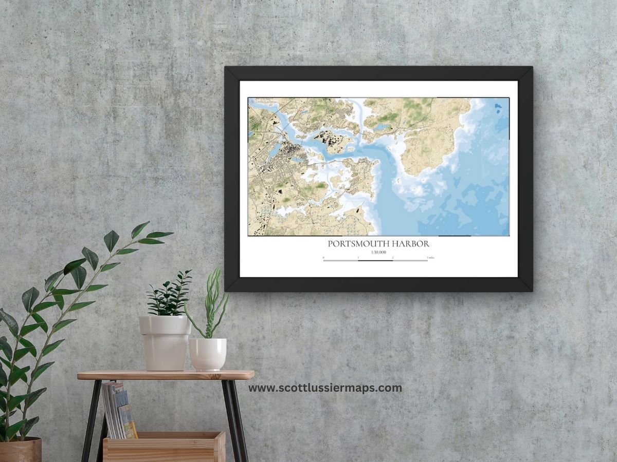 Portsmouth Harbor New Hampshire COASTAL Map Art Print