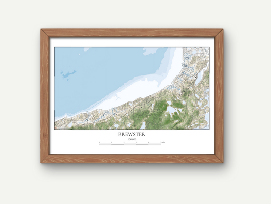 Brewster Cape Cod MA Map Art Print Coastal Style