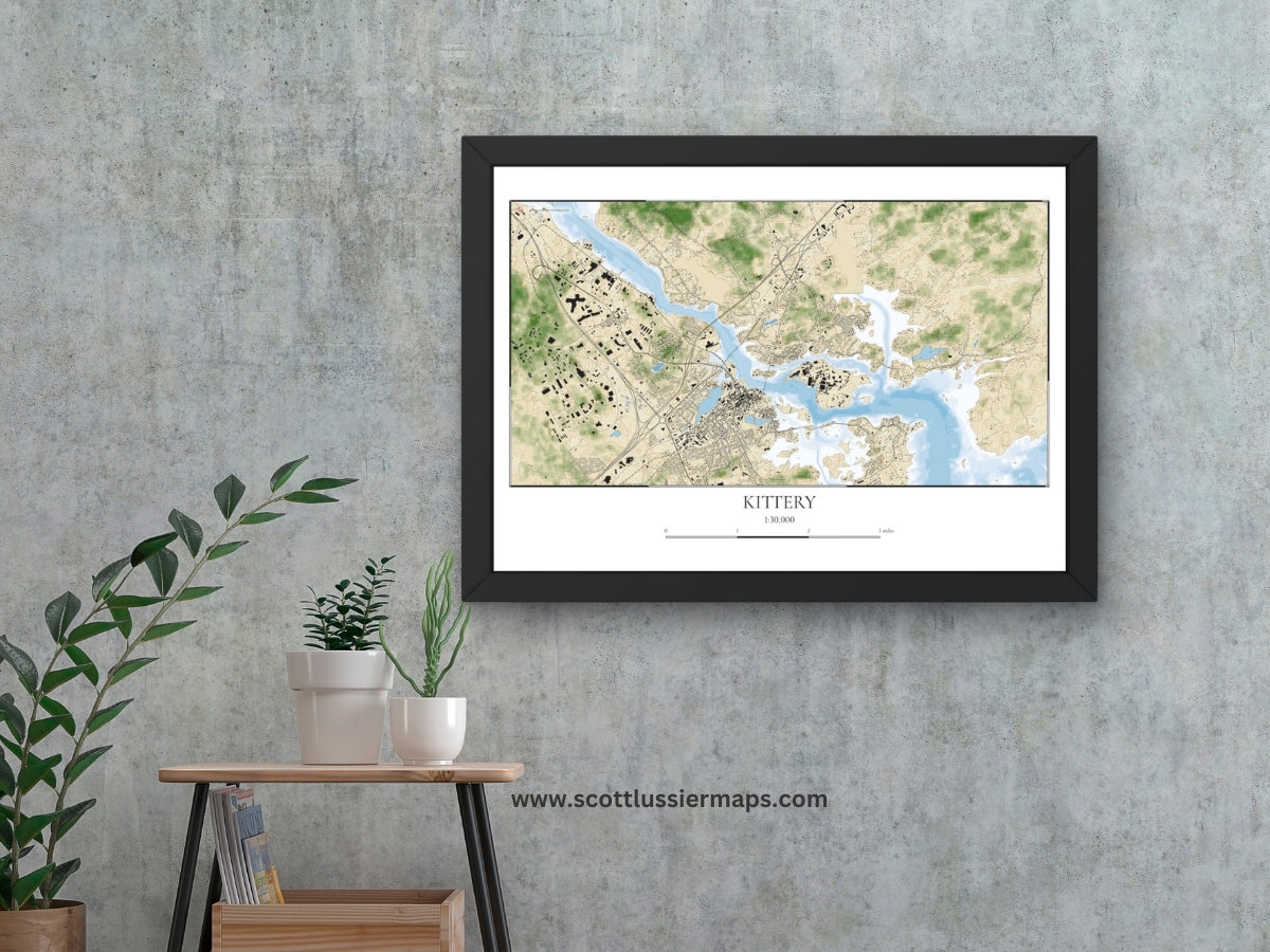 Kittery Maine COASTAL Map Art Print