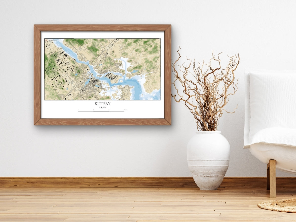 Kittery Maine COASTAL Map Art Print