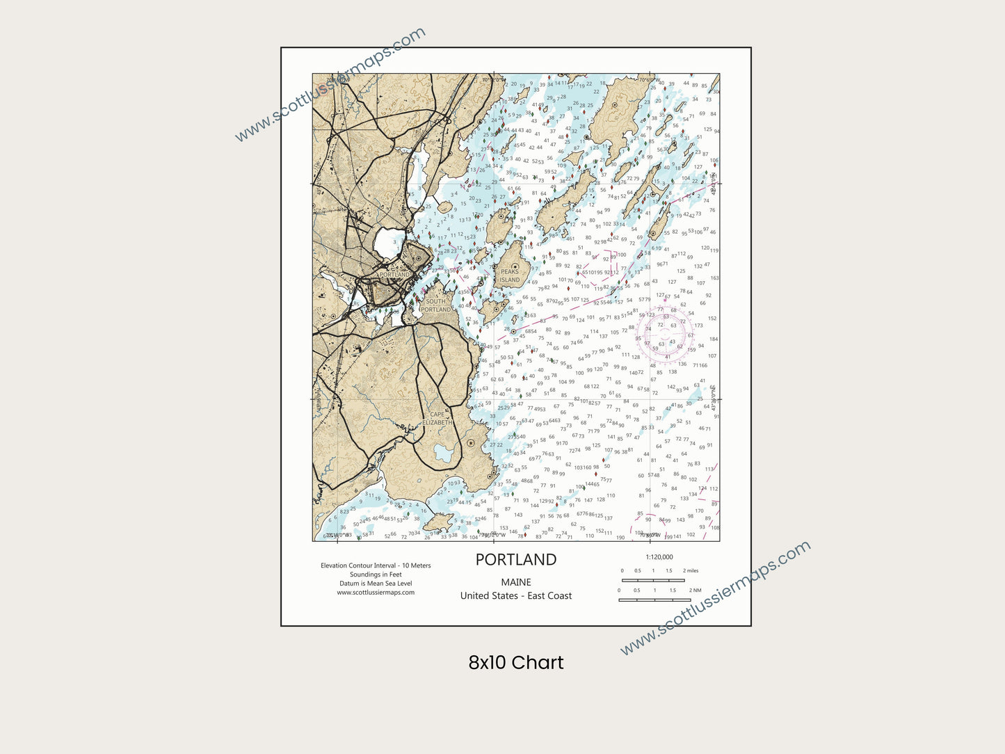 Portland Maine CHART Map Art Print
