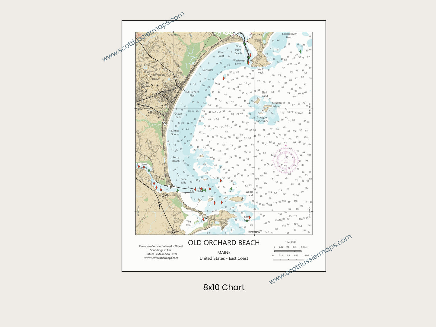 Old Orchard Beach Maine CHART Map Art Print 0225