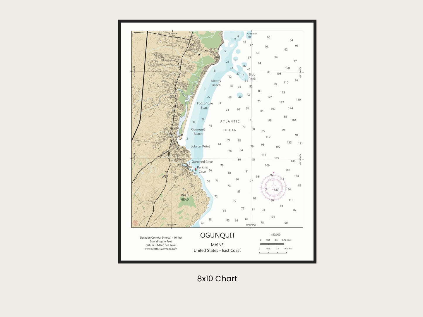 Ogunquit Maine CHART Map Art Print 0225