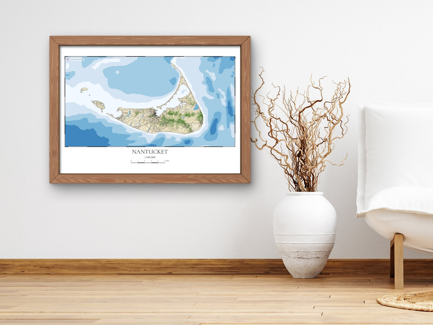 Nantucket Massachusetts Cape Cod COASTAL Map Art Print