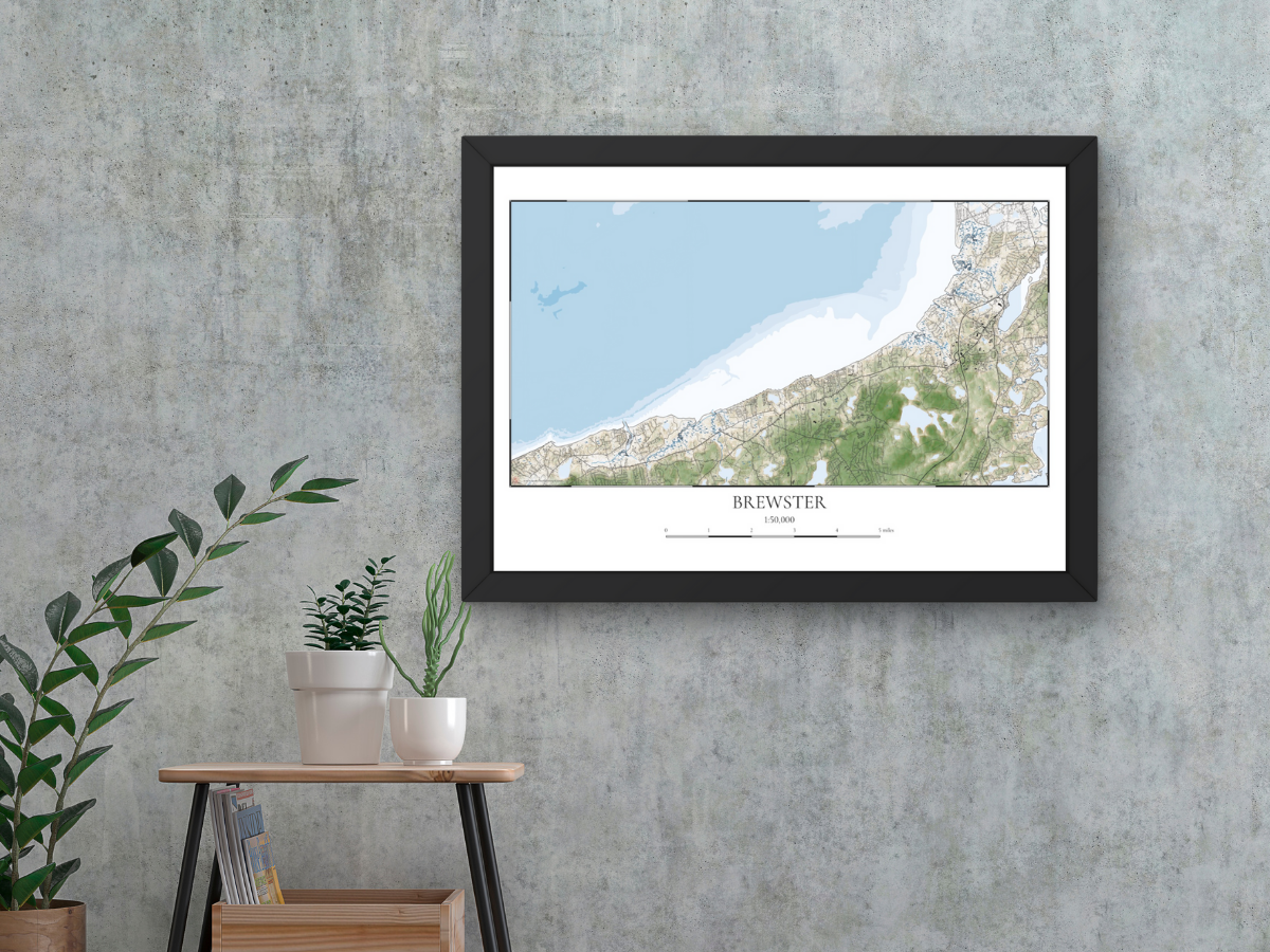 Brewster Cape Cod MA Map Art Print Coastal Style