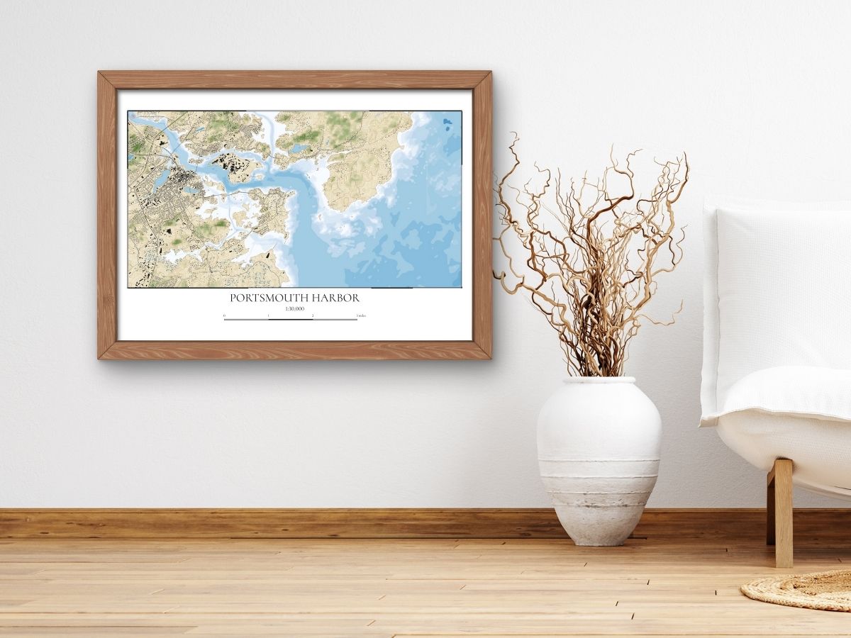Portsmouth Harbor New Hampshire COASTAL Map Art Print