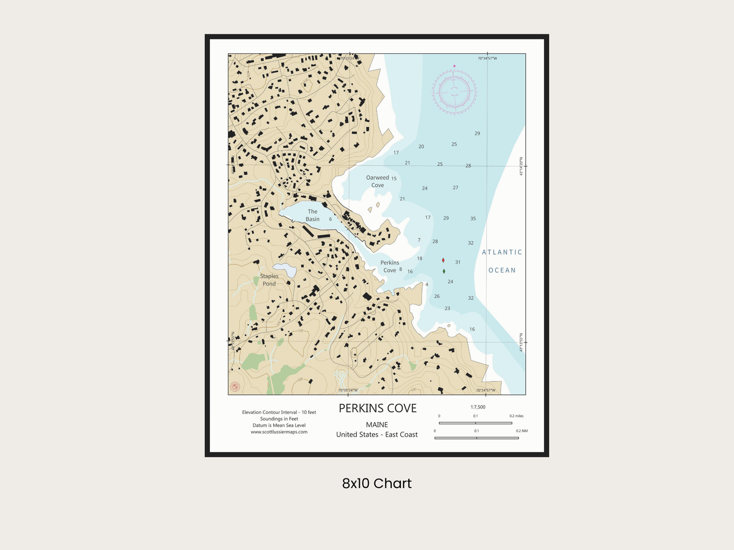 Perkins Cove Maine CHART Map Art Print 0325