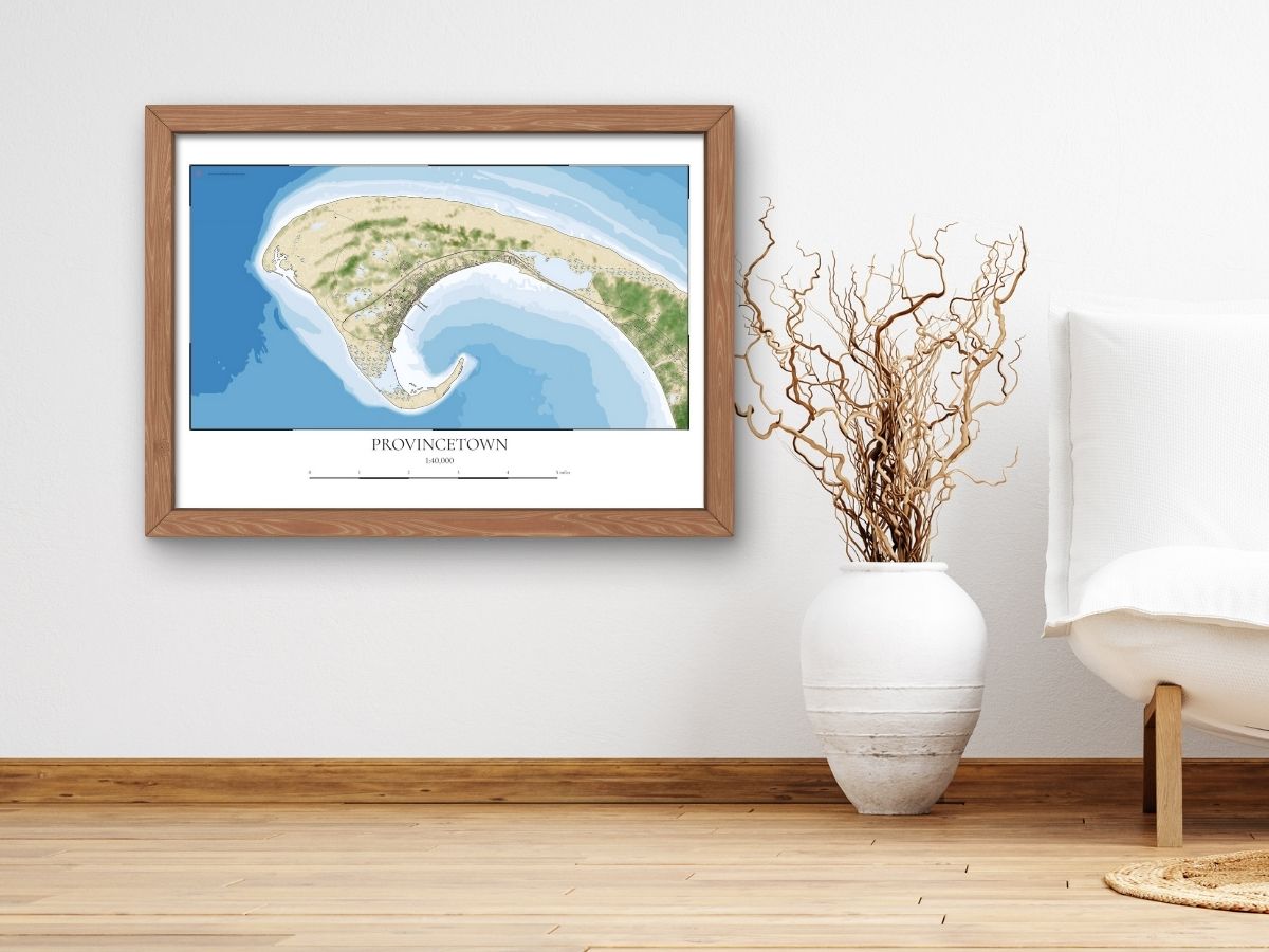 Provincetown Mass Cape Cod COASTAL Map Art Print 0225
