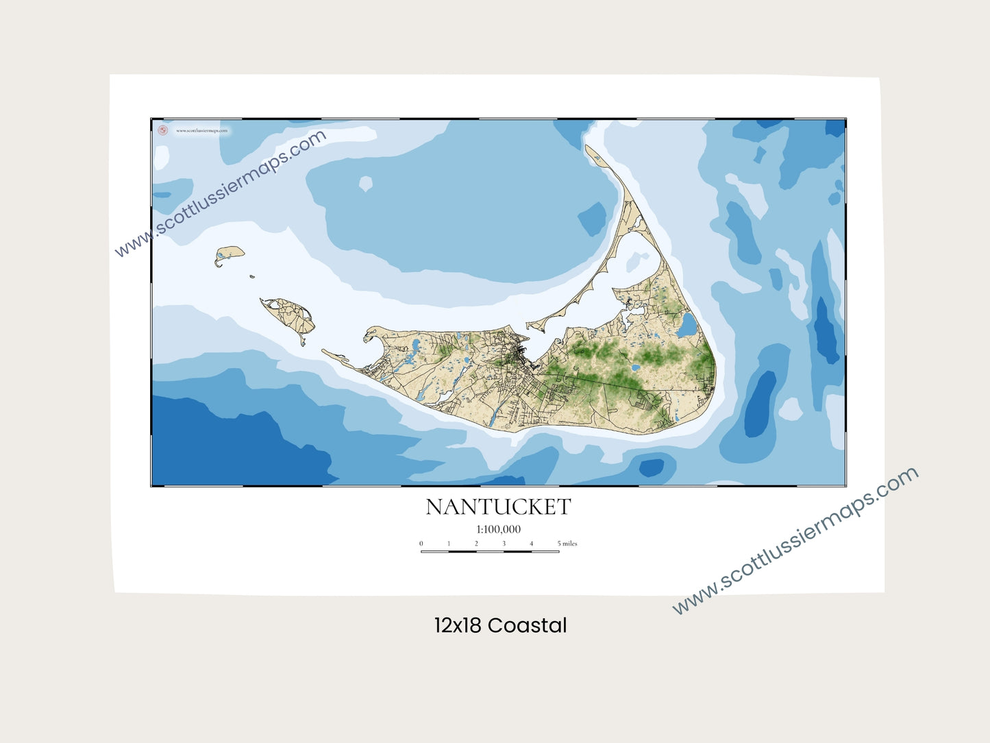Nantucket Massachusetts Cape Cod COASTAL Map Art Print