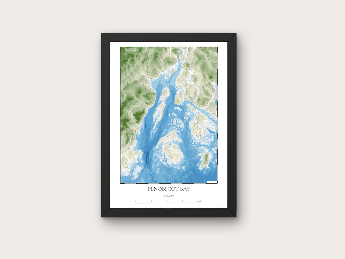 Penobscot Bay Maine COASTAL Map Art Print