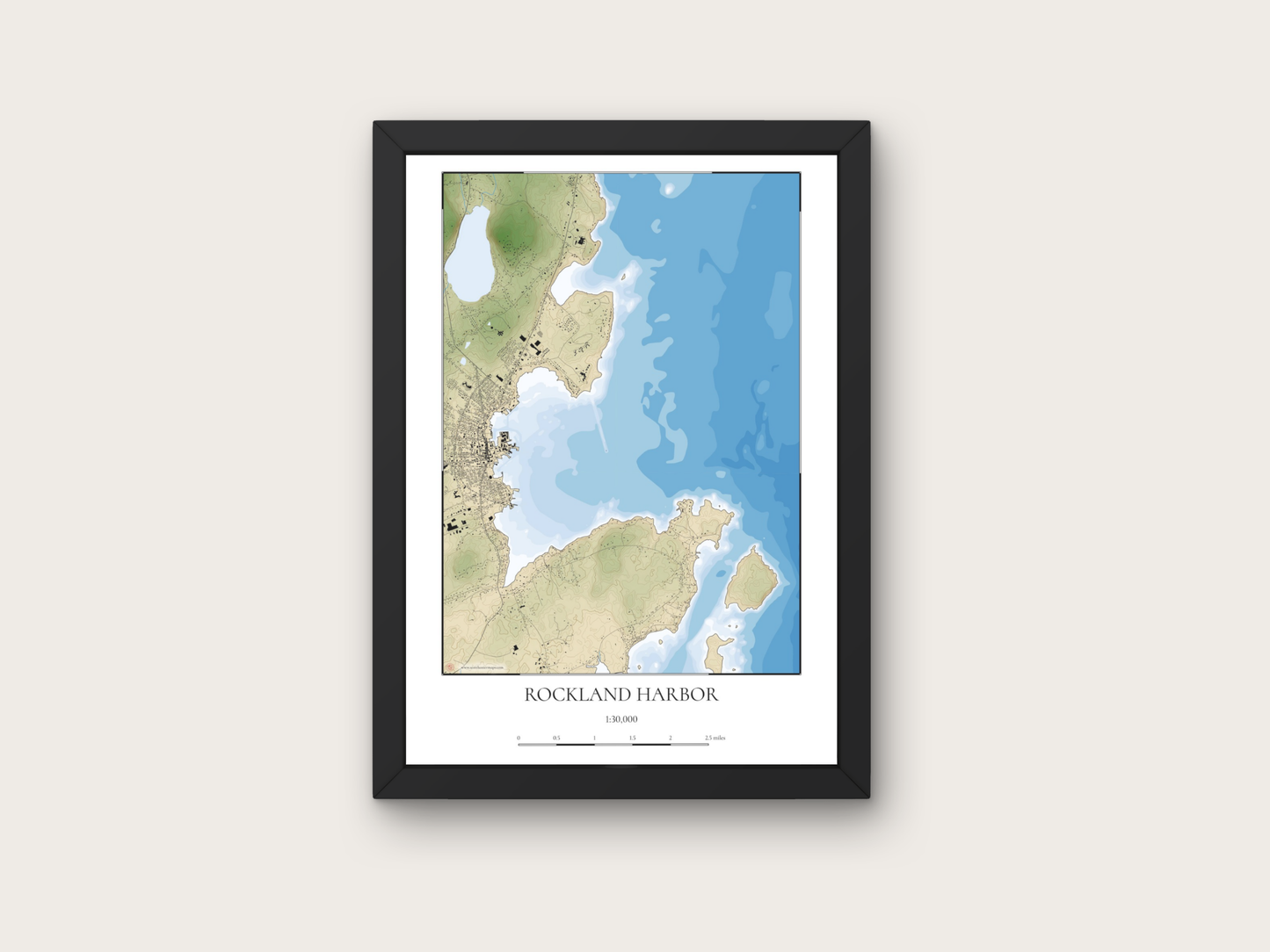 Rockland Maine COASTAL Map Art Print 0425