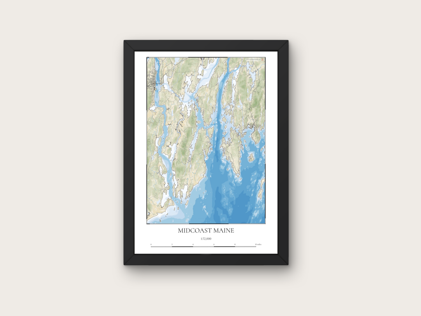 Midcoast Maine COASTAL Map Art Print 0425