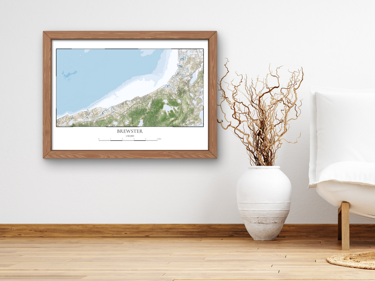 Brewster Cape Cod MA Map Art Print Coastal Style