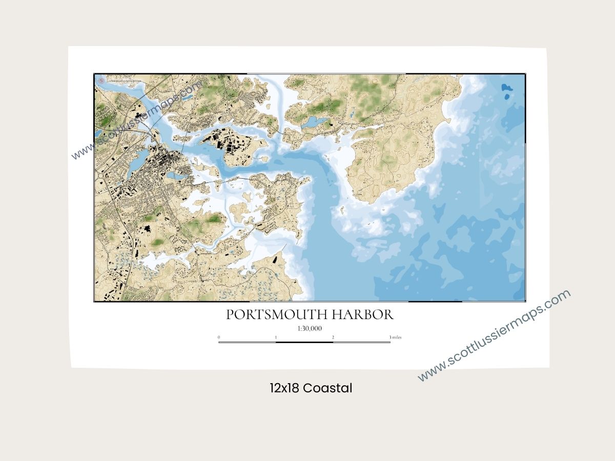Portsmouth Harbor New Hampshire COASTAL Map Art Print