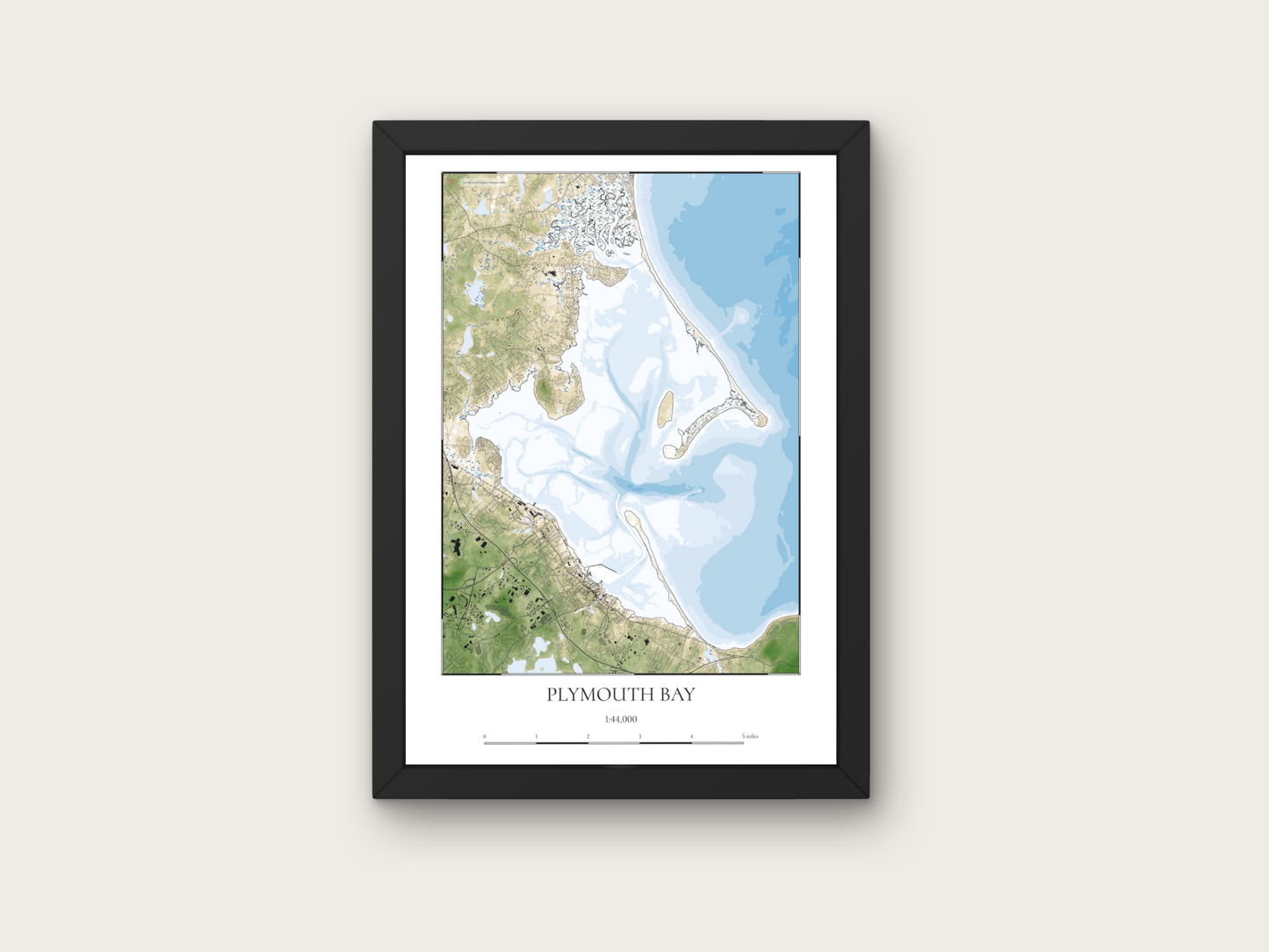Plymouth Bay Massachusetts COASTAL Map Art Print 0325