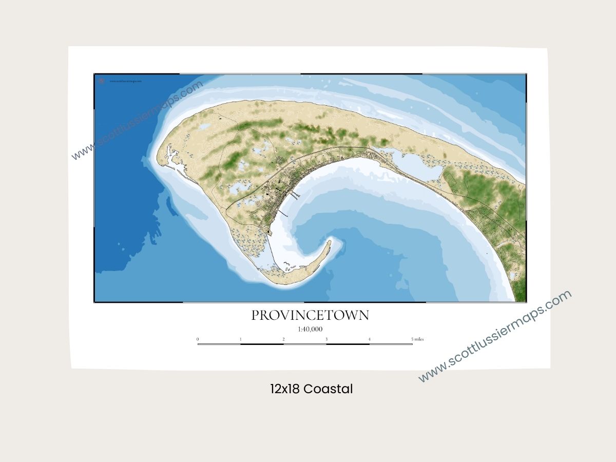 Provincetown Mass Cape Cod COASTAL Map Art Print 0225