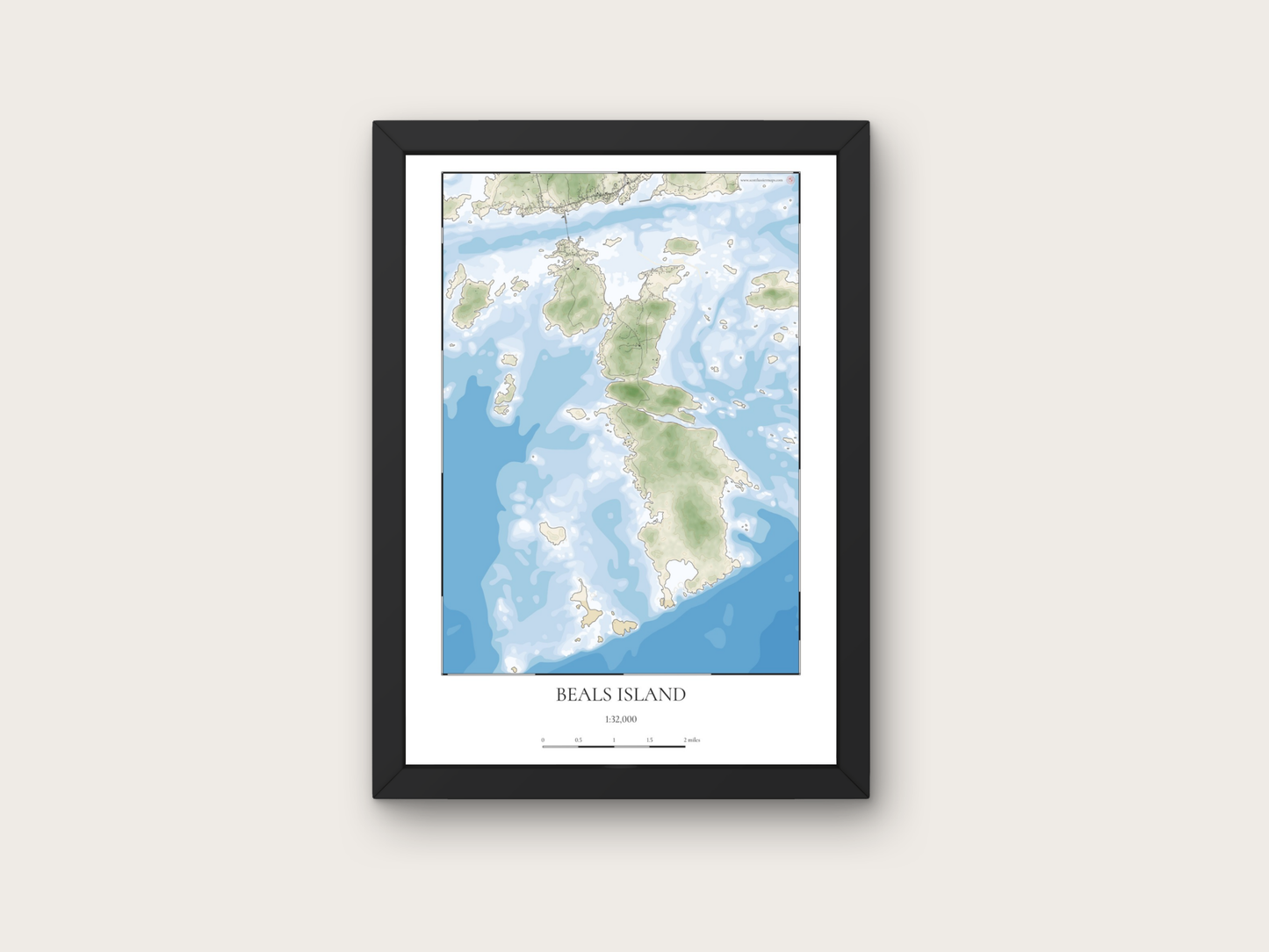 Beals Island Maine COASTAL Map Art Print